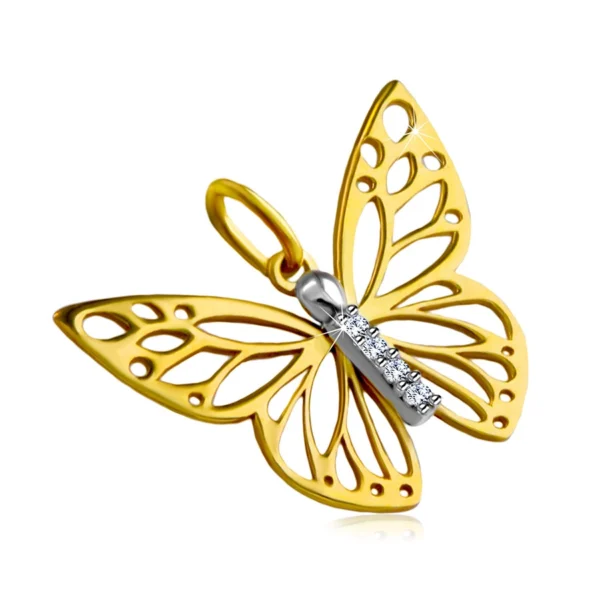 Prívesok z kombinovaného 14K zlata - motýlie krídla s výrezmi